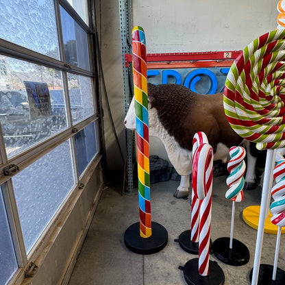 Large Rainbow Candy Cane Statue