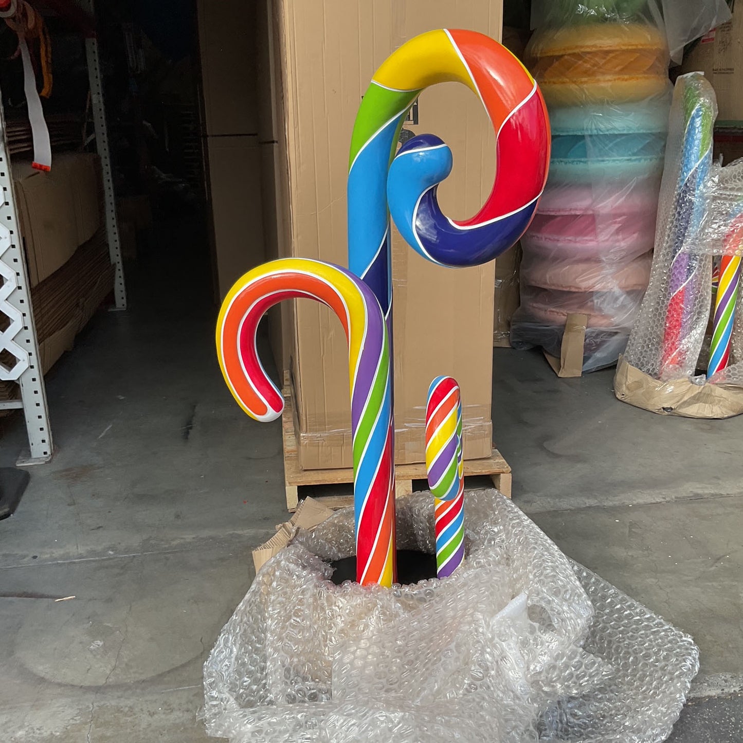 Rainbow Candy Cane Trio Statue