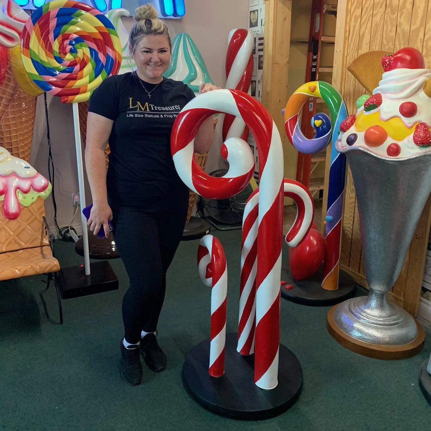 Peppermint Candy Cane Trio Statue