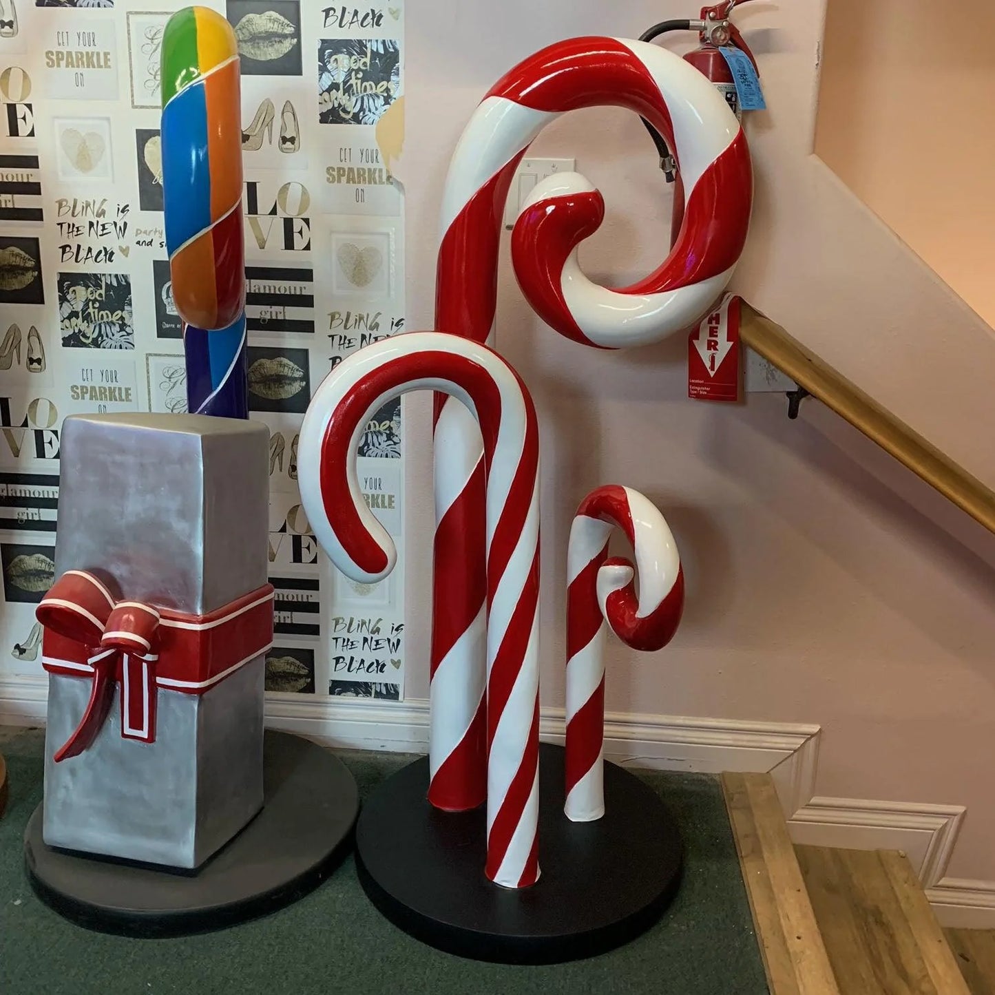Peppermint Candy Cane Trio Statue