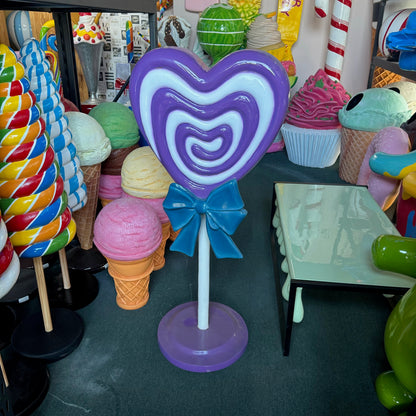 Purple Heart Lollipop Statue With Bow