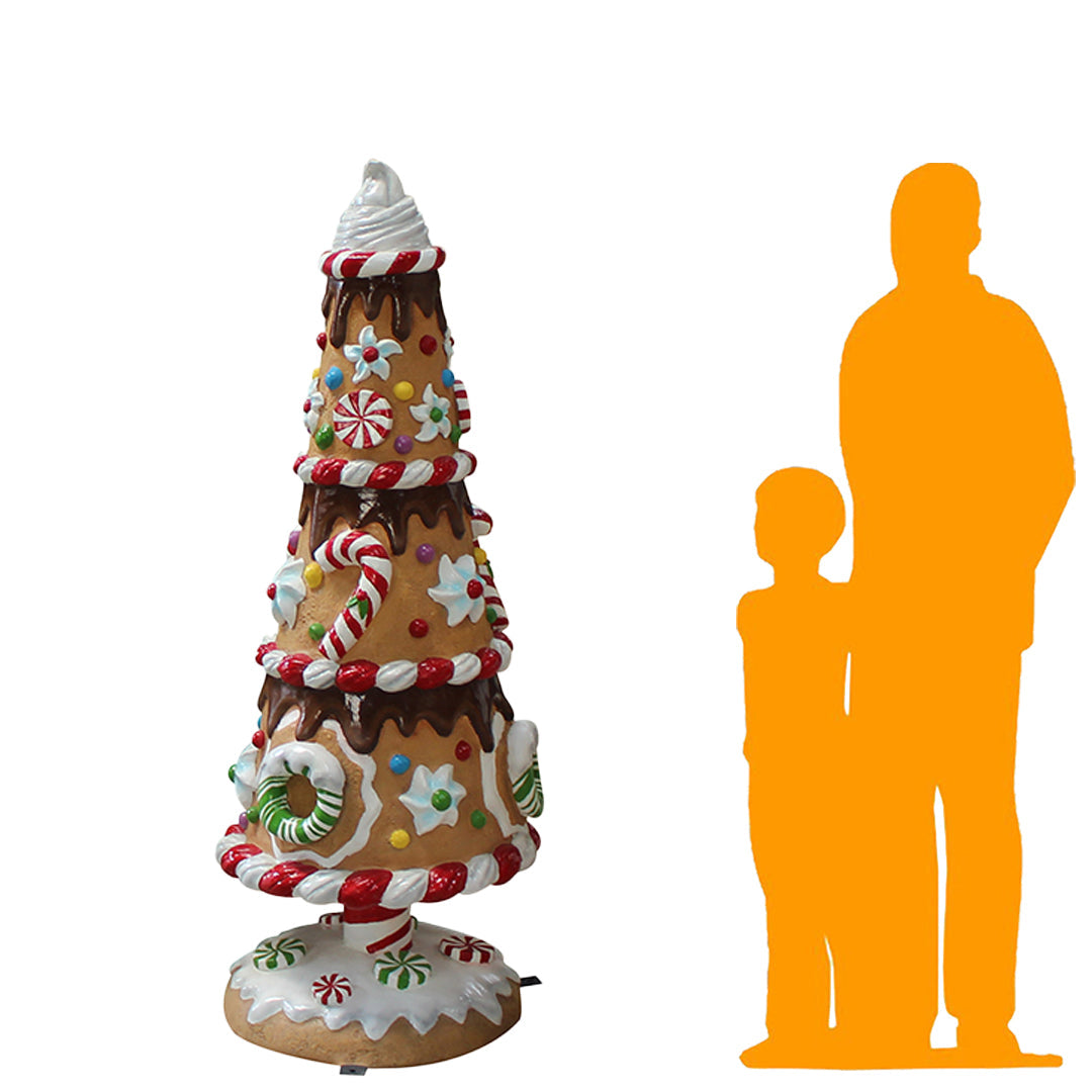 Medium Peppermint Gingerbread Christmas Tree Statue S0330M-S251-PT