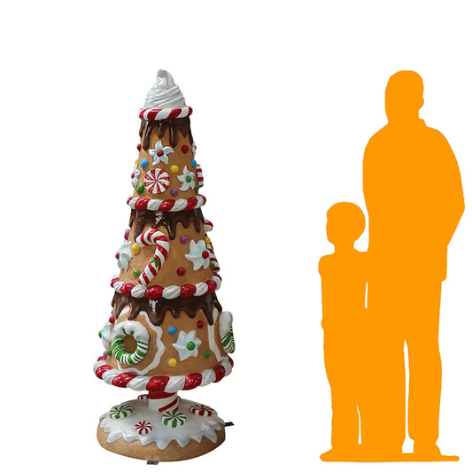 Medium Peppermint Gingerbread Christmas Tree Statue S0330M-S251-PT