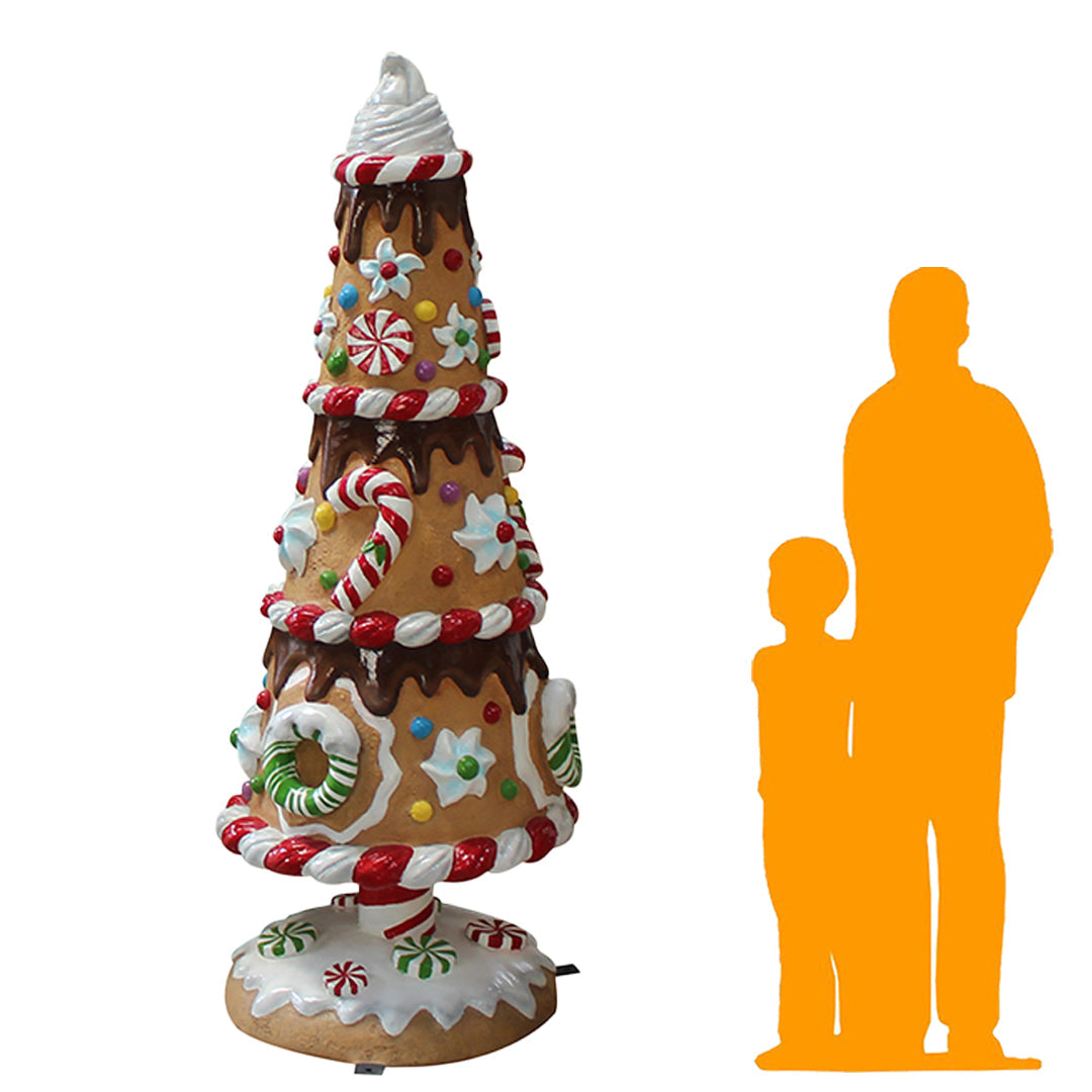 Large Peppermint Gingerbread Christmas Tree Statue S0330L-S252-PT