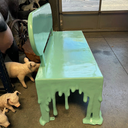 Mint Green Melting Drip Bench Statue