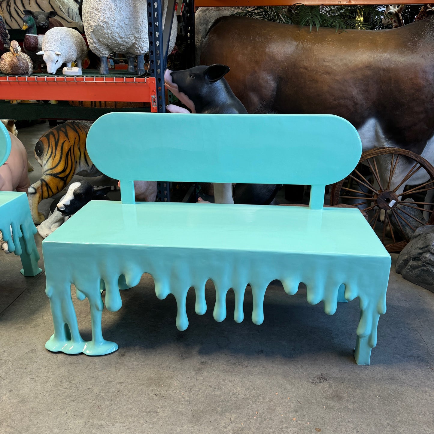 Mint Green Melting Drip Bench Statue