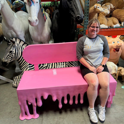 Pink Melting Drip Bench Statue