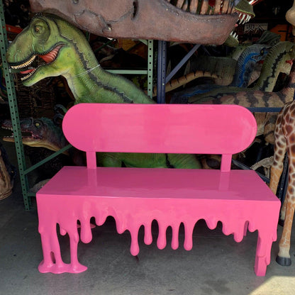 Pink Melting Drip Bench Statue