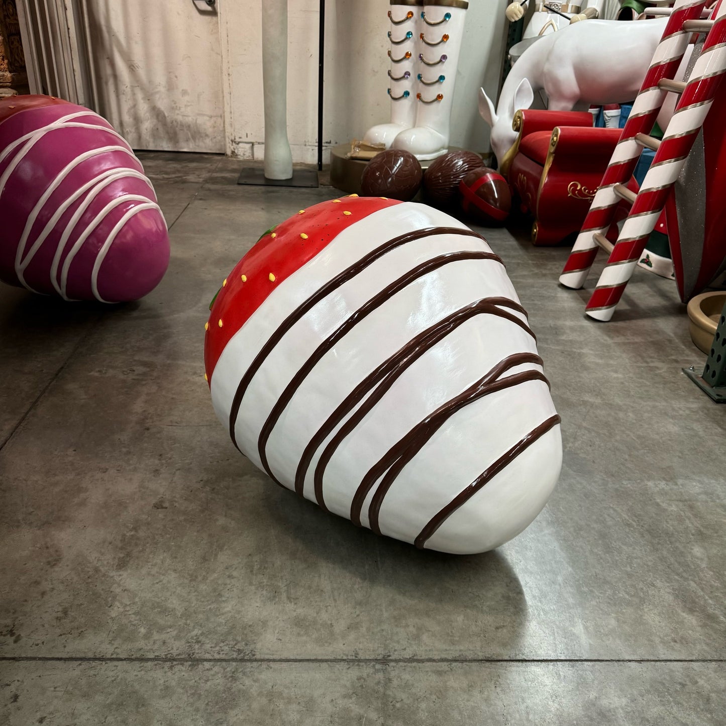 White Chocolate Covered Strawberry Statue