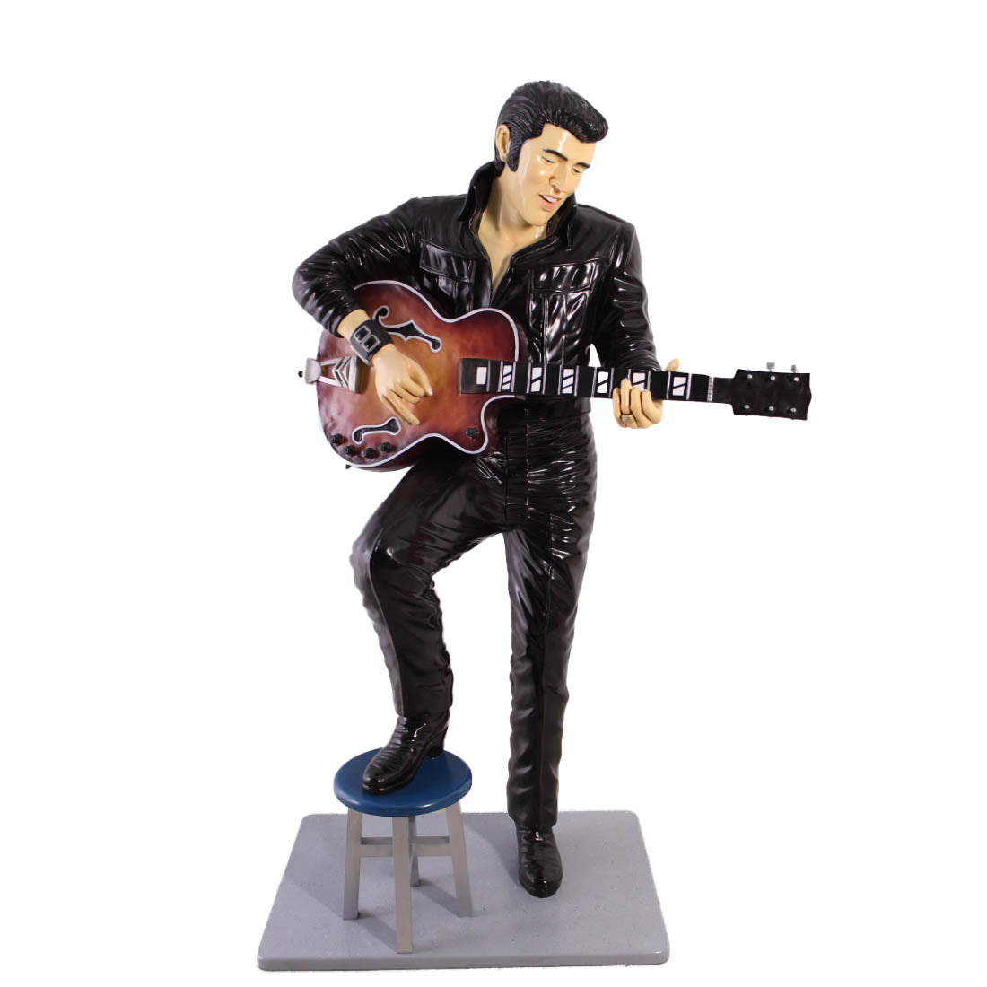 Singer Elvis In Black Life Size Statue