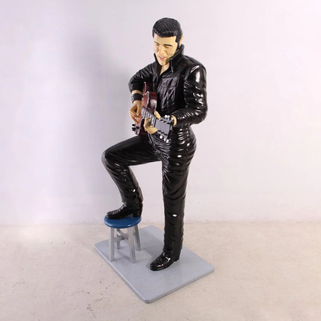 Singer Elvis In Black Life Size Statue