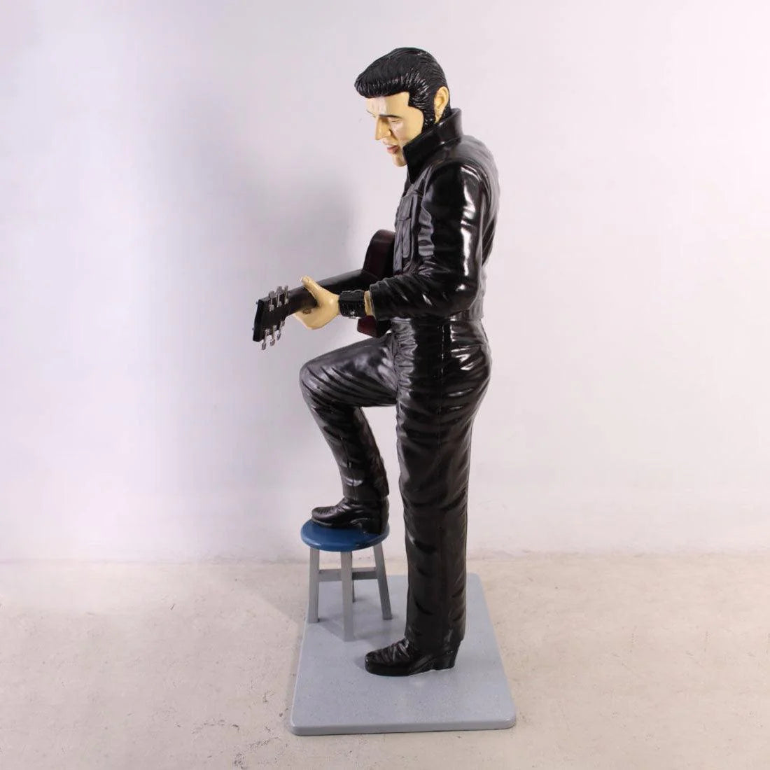 Singer Elvis In Black Life Size Statue