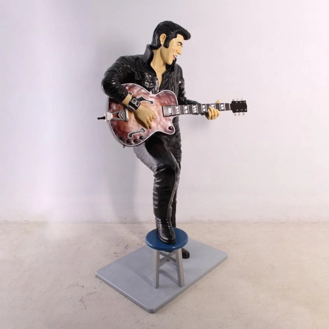 Singer Elvis In Black Life Size Statue