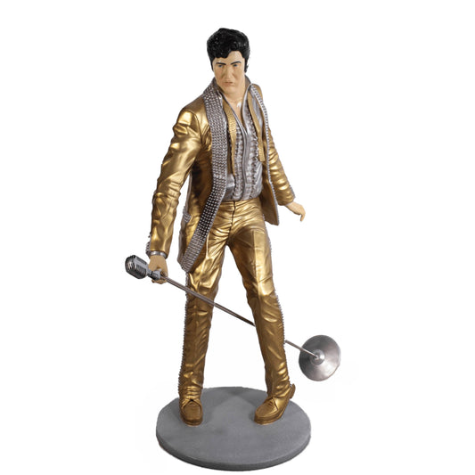 Singer Elvis In Gold Life Size Statue