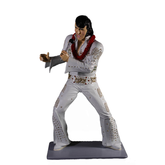 Singer Elvis In White Standing Life Size Statue