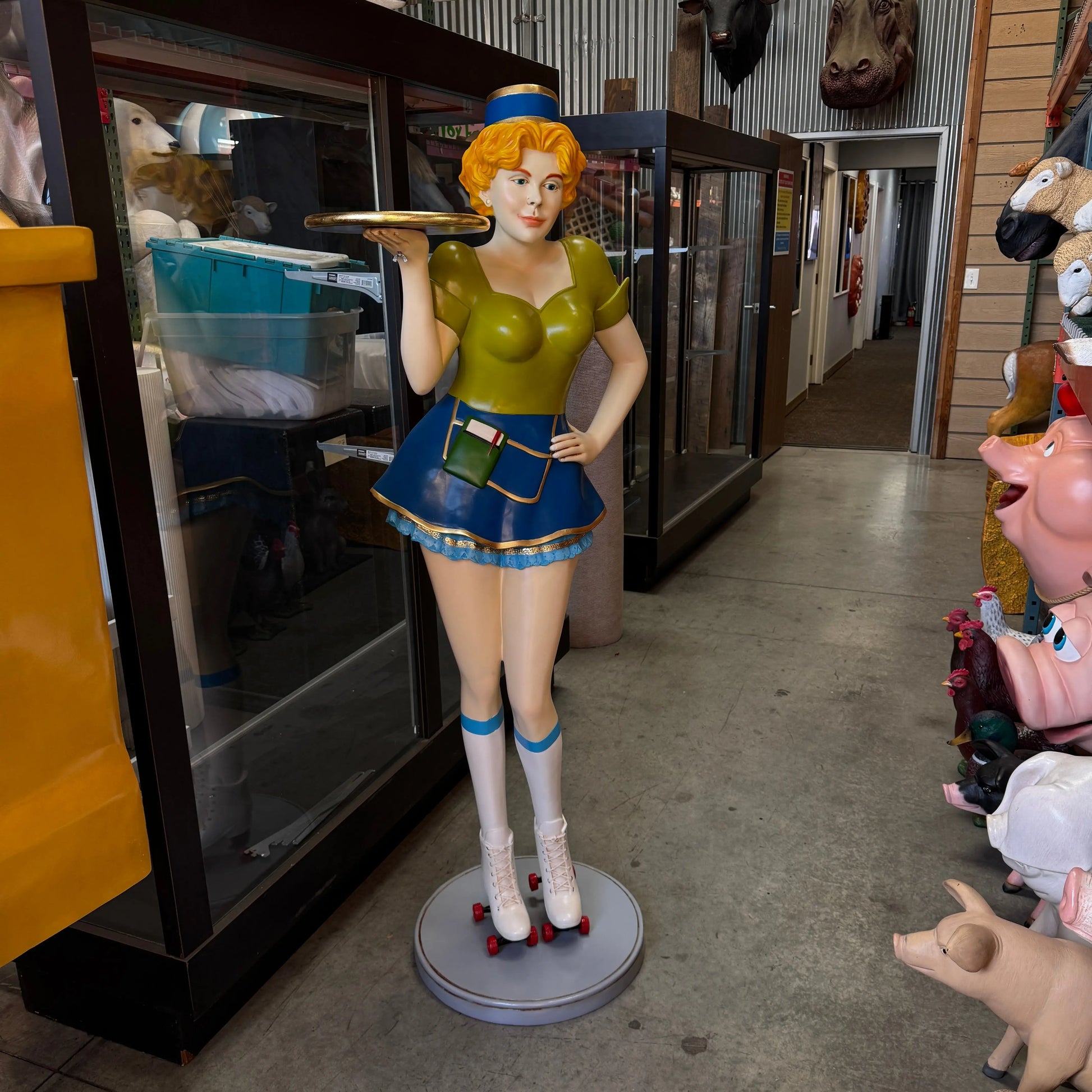 Roller Skater Waitress Life Size Statue R0256-ST6830-G