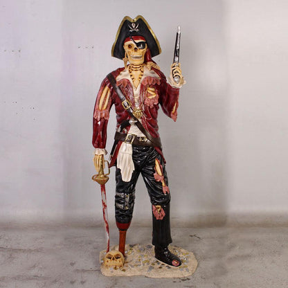 Pirate Skeleton With Gun Life Size Statue