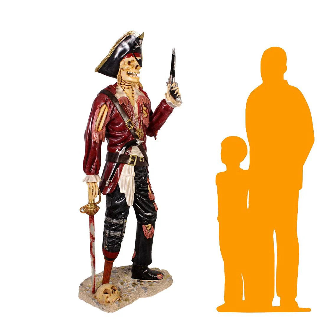 Pirate Skeleton With Gun Life Size Statue