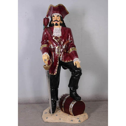 Pirate Captain Morgan With Barrel Life Size Statue - LM Treasures Prop Rentals 