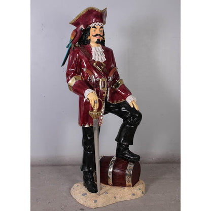 Pirate Captain Morgan With Barrel Life Size Statue - LM Treasures Prop Rentals 