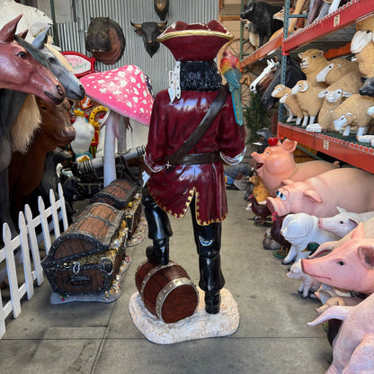 Pirate Captain Morgan With Barrel Life Size Statue LS206-ST9730-G