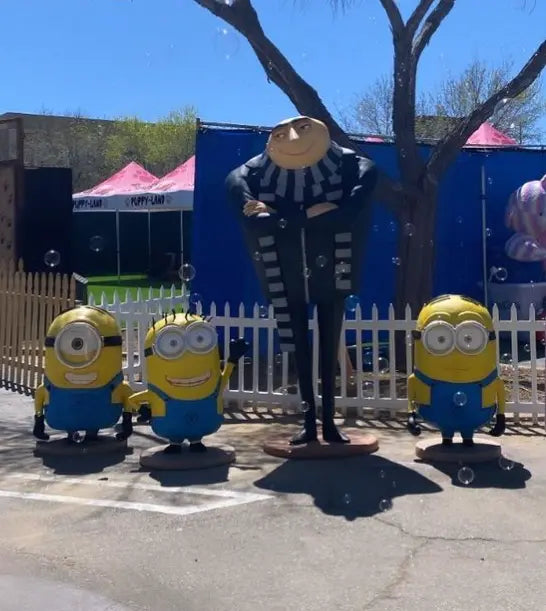 Cartoon Yellow Puppet Waving Minion Statue Lmtreasures