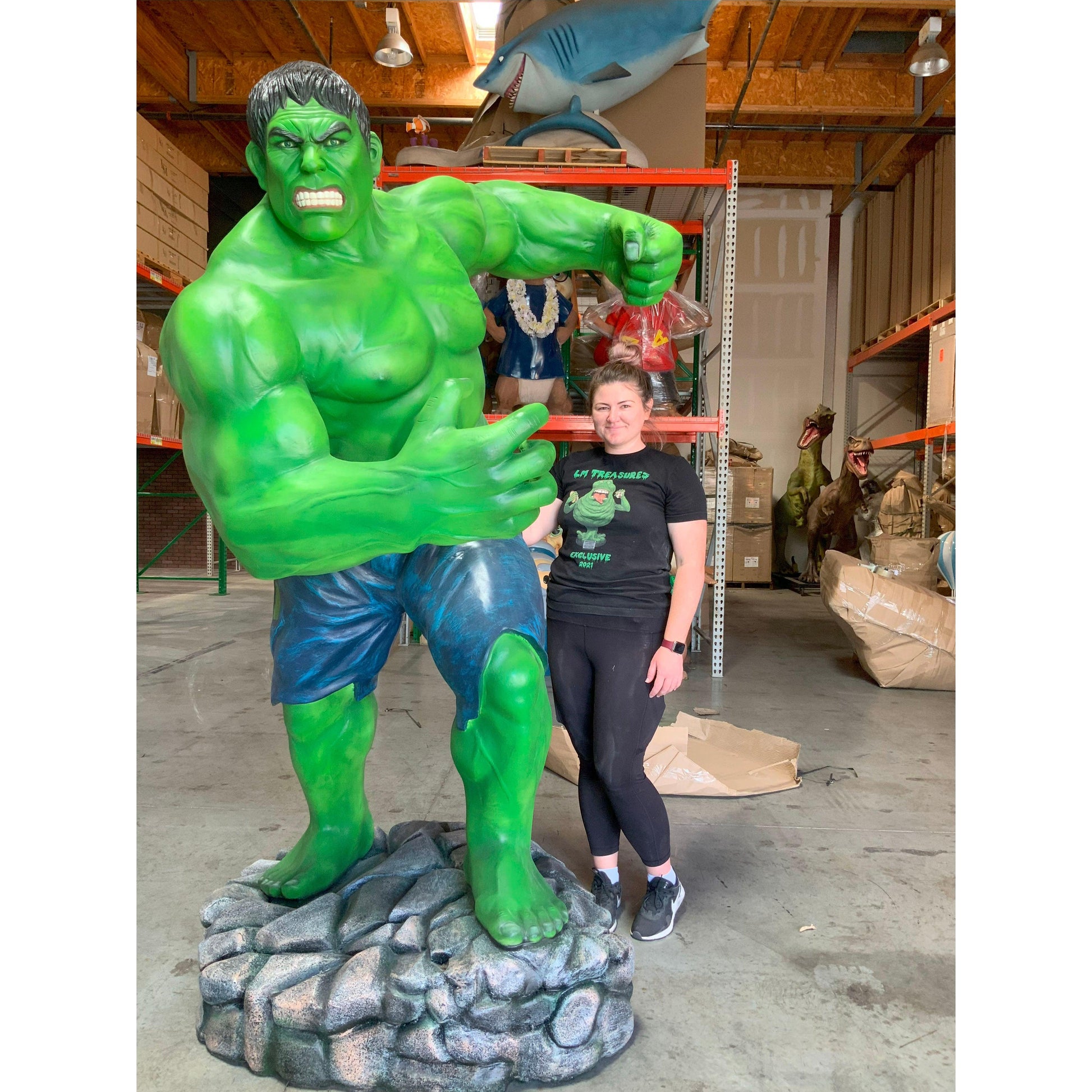 Angry Green Man Super Hero Life Size Statue - LM Treasures Prop Rentals 