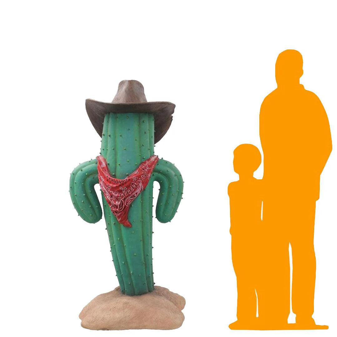 Western Cowboy Cactus Statue