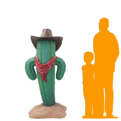 Western Cowboy Cactus Statue