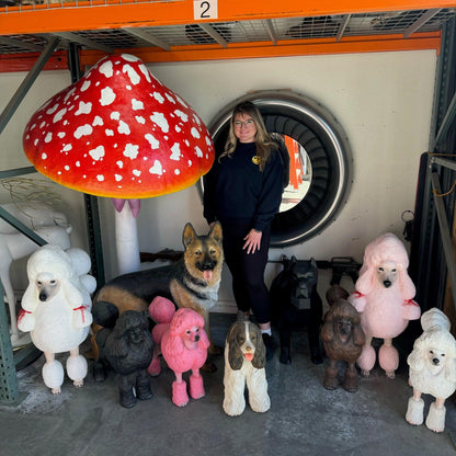 Brown Poodle Life Size Dog Statue - LM Treasures Prop Rentals 