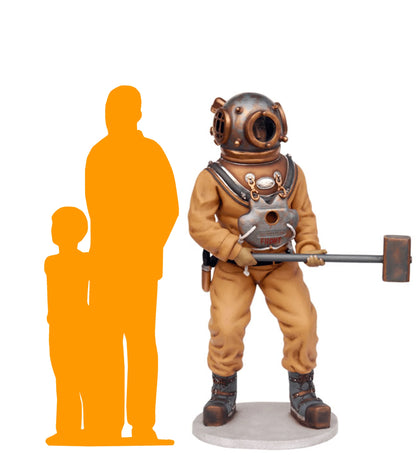 Deep Sea Diver With Hammer Statue