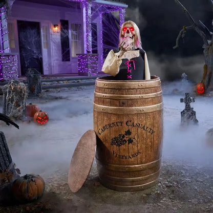 Animated Skeleton in Wine Barrel Statue LP-1015060149-P