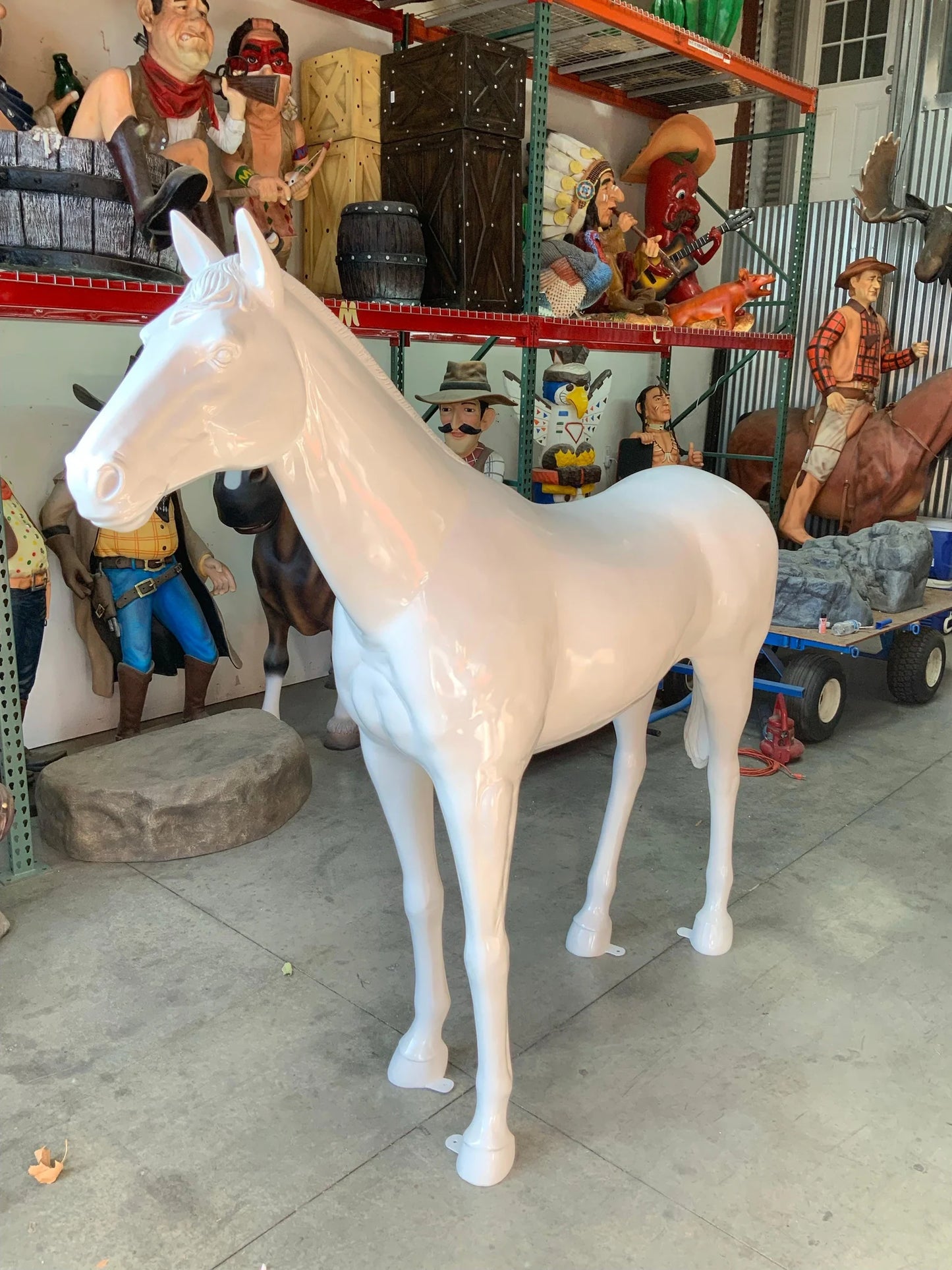 Glossy White Horse Statue