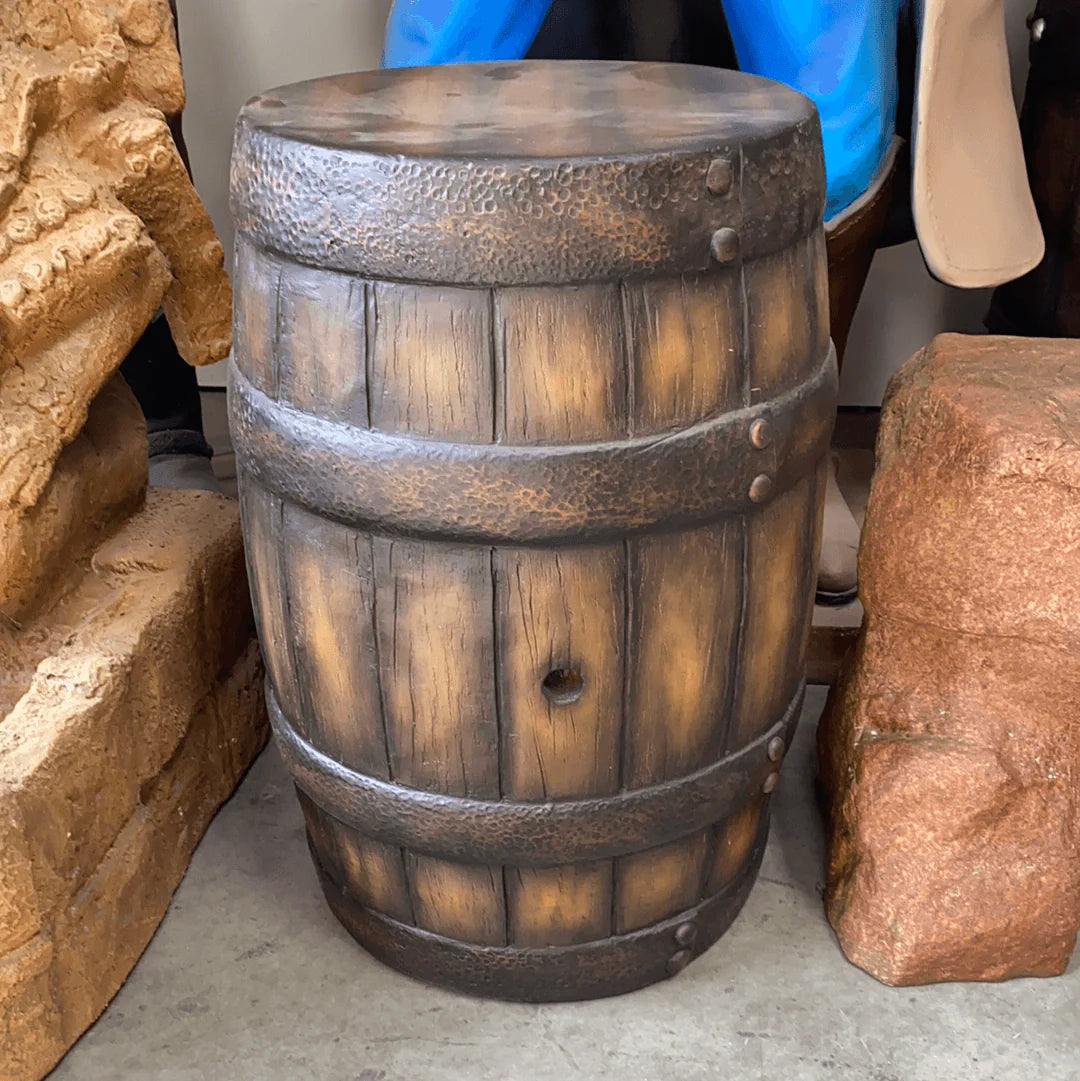 Small Old Barrel Life Size Statue