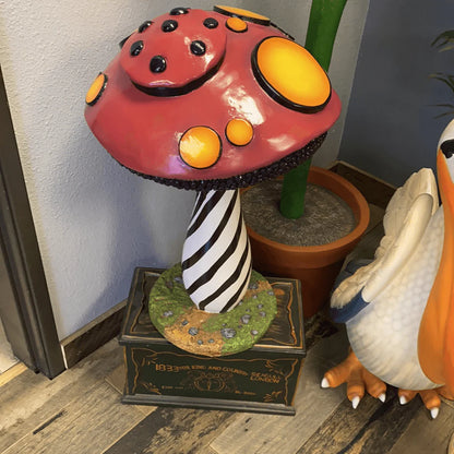 Small Striped Mushroom Statue