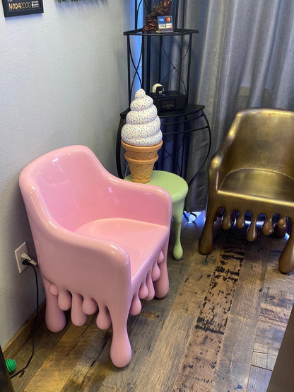 Pink Melting Drip Chair Statue