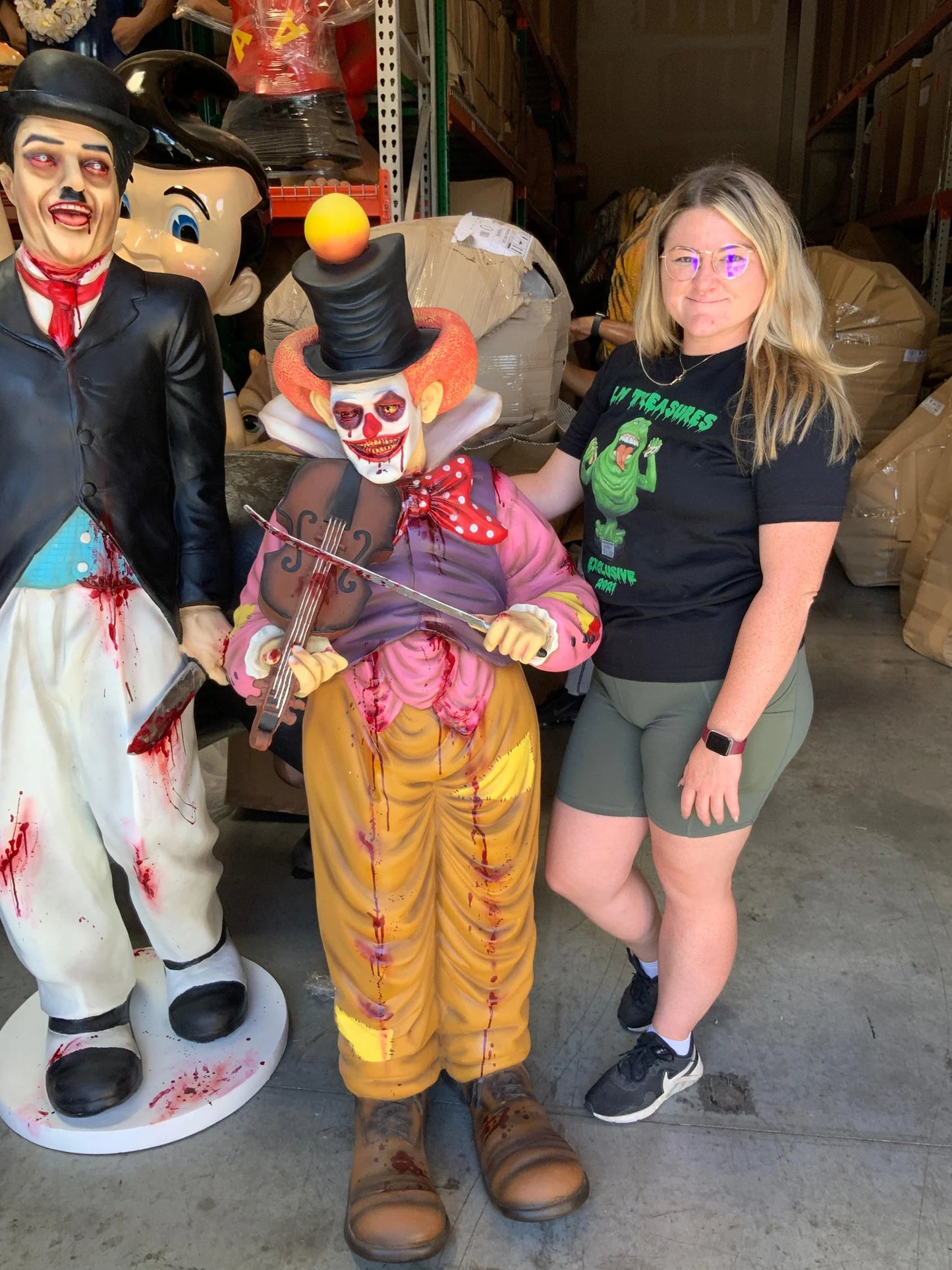 Scary Clown Playing Violin Life Size Statue