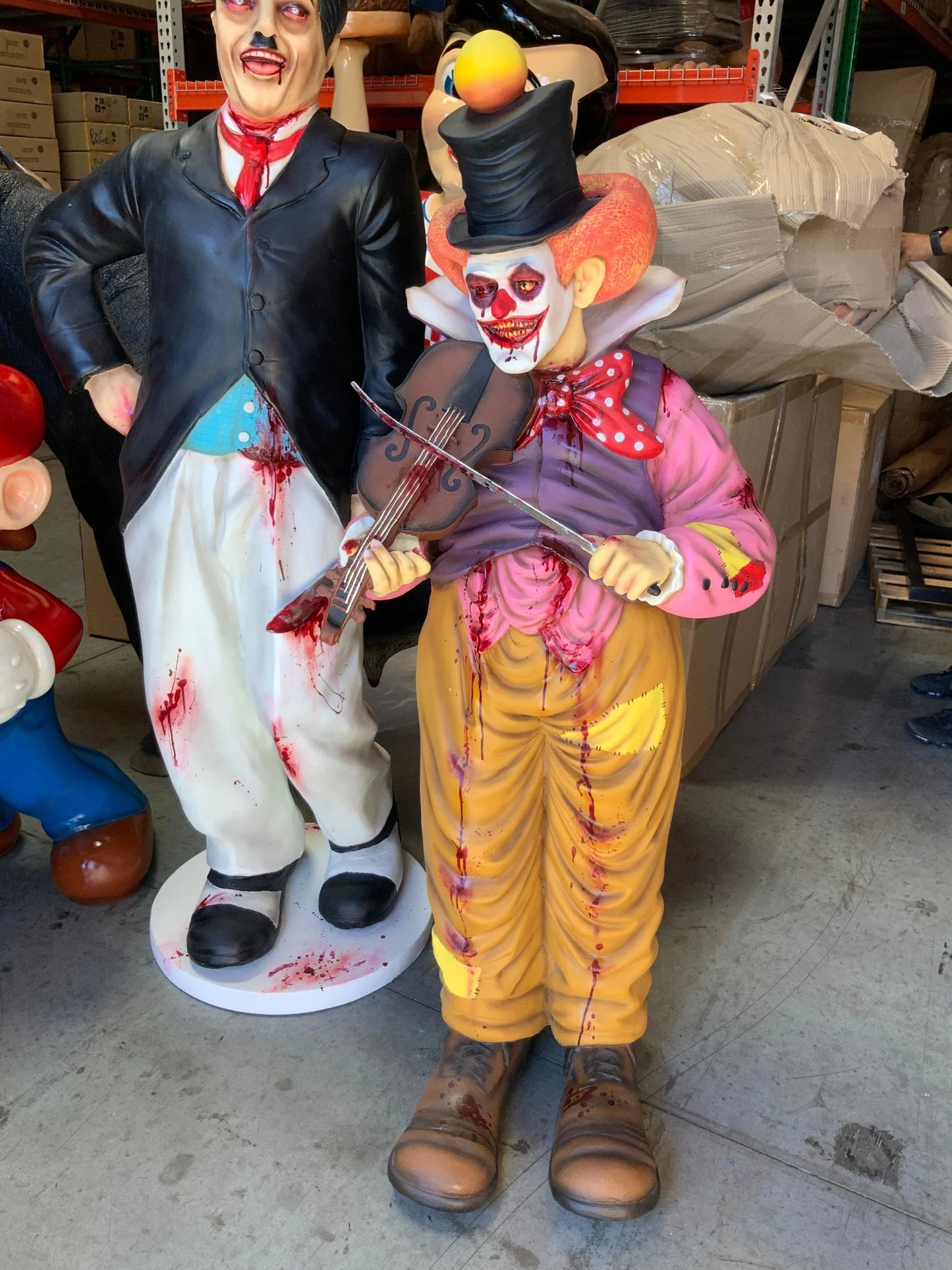 Scary Clown Playing Violin Life Size Statue