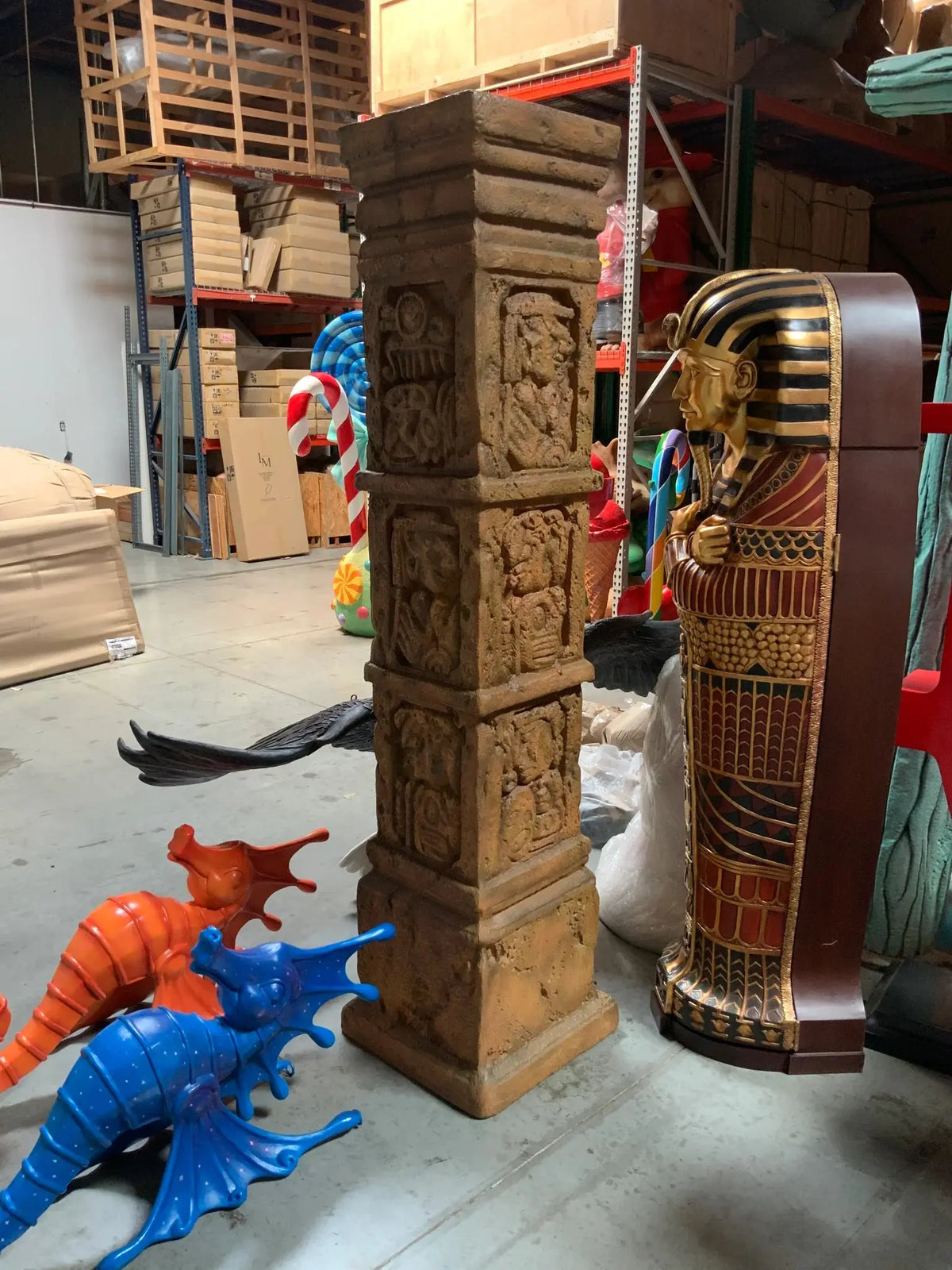 Aztec Column Statue Columns Set of Two God & Goddess Lm Treasures – LM Treasures Prop Rentals