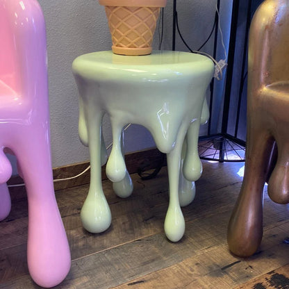 Mint Green Melting Drip Side Table Statue