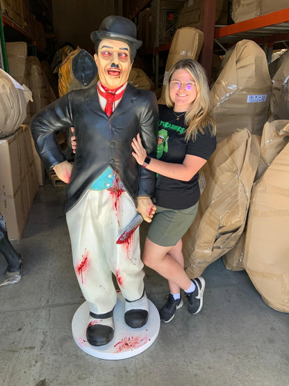 Scary Chaplin Clown Life Size Statue