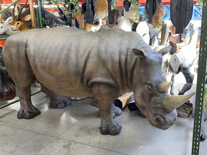 Gray Rhinoceros Life Size Statue