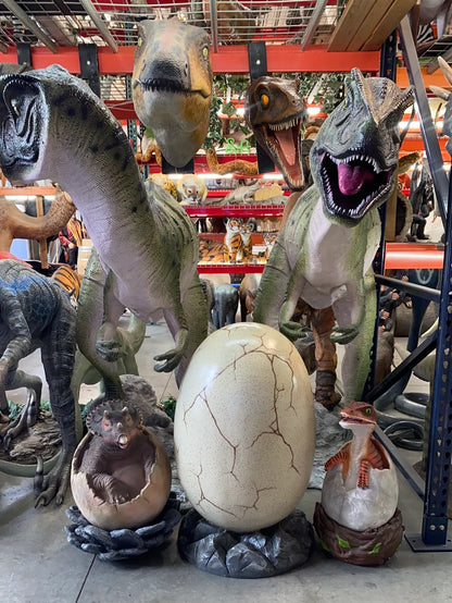 Large Dinosaur Egg On Rock Statue