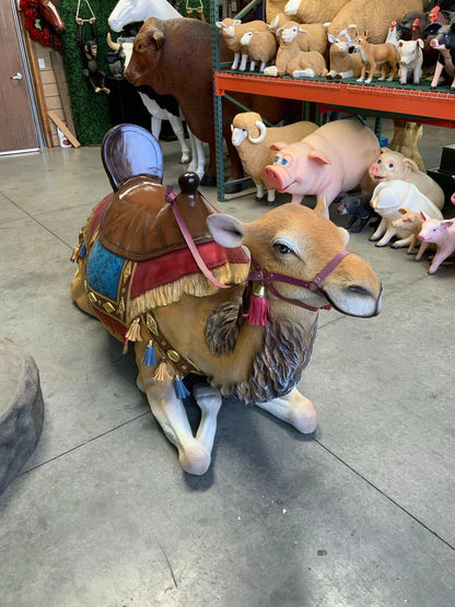 Laying Camel With Saddle Life Size Statue