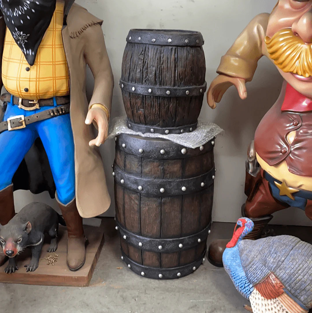 Small Rustic Barrel Statue