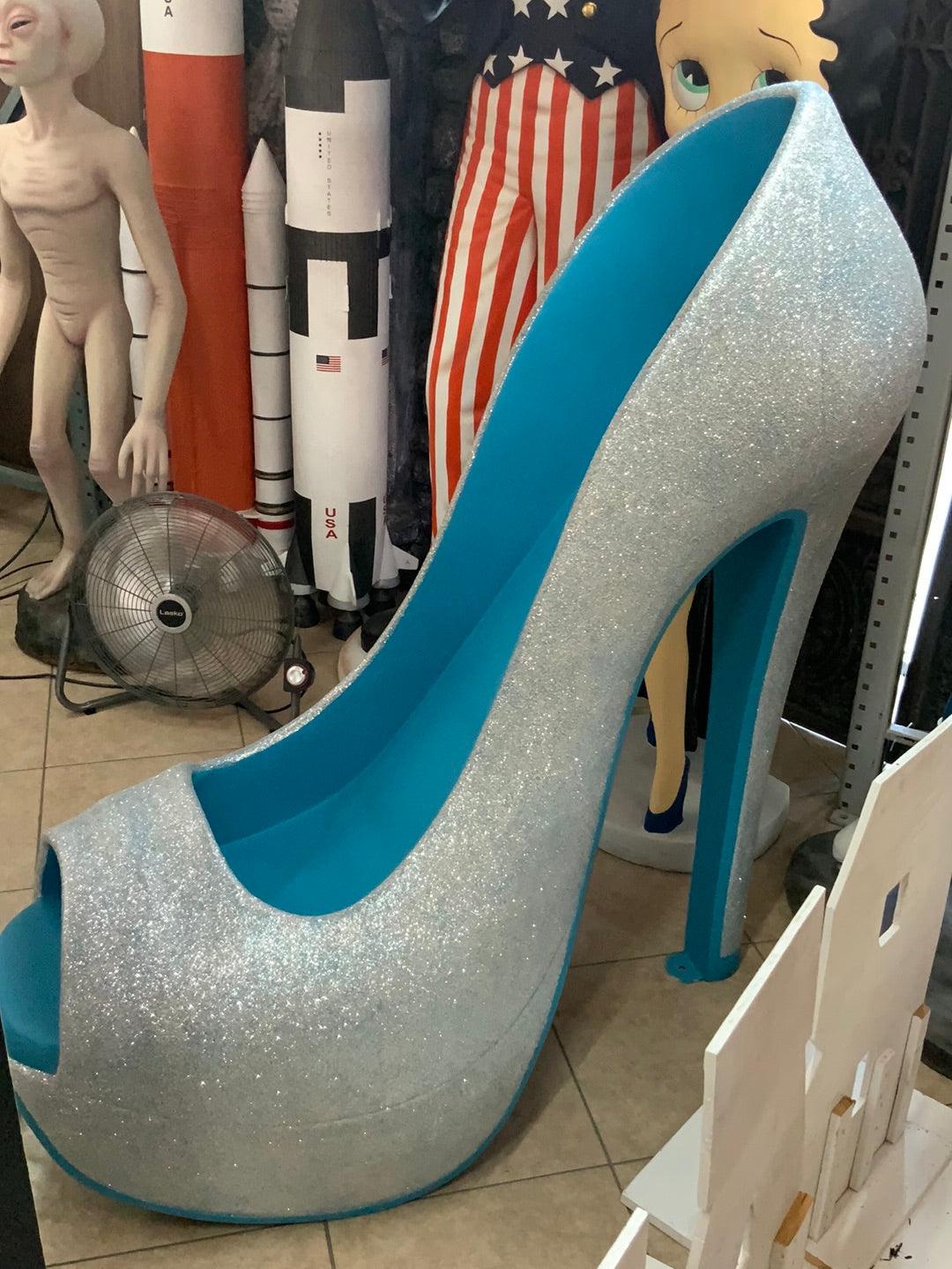 Blue Stiletto High Heel Shoe Over Sized Statue