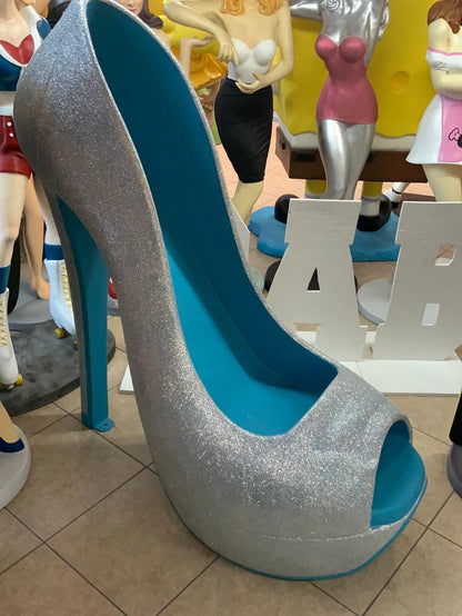 Blue Stiletto High Heel Shoe Over Sized Statue