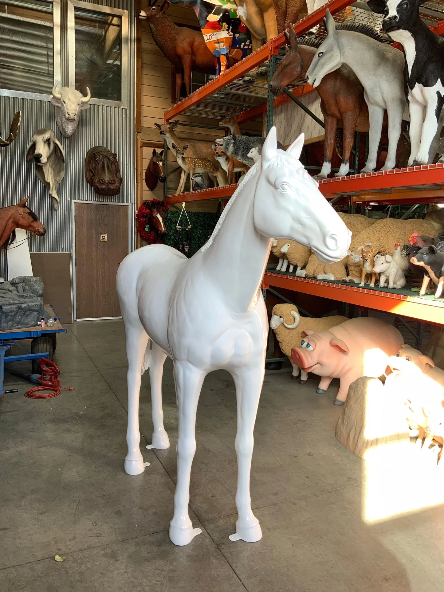 Glossy White Horse Statue