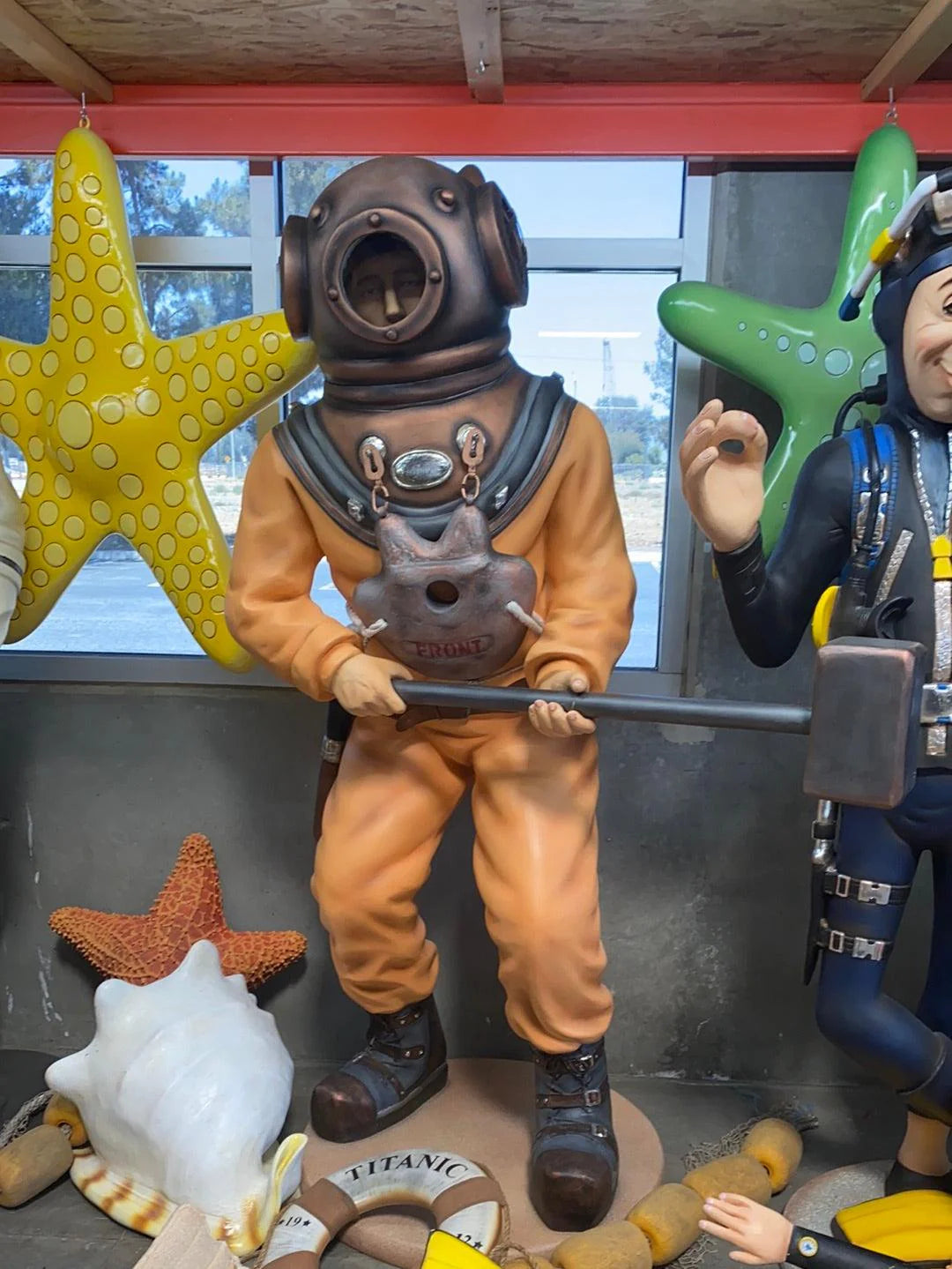 Deep Sea Diver With Hammer Statue