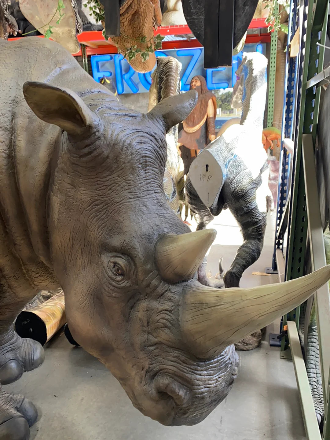 Gray Rhinoceros Life Size Statue